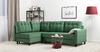Диван-кровать угловой Арно ТД 566 велюр Лаки 20 хвойный зеленый, Vertical 910 молочно-серый, сборка на любую сторону