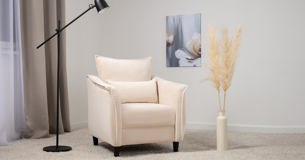 Кресло для отдыха Берта ТК 771 велюр Mirage semolina молочный