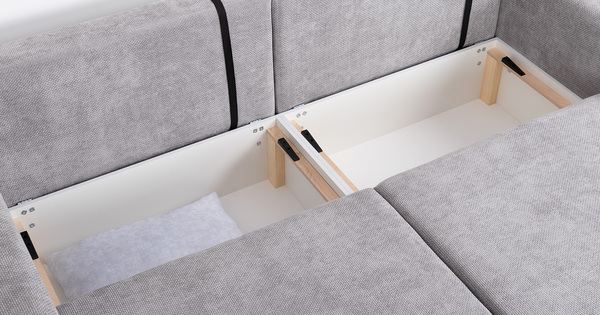 Диван-кровать угловой Оксфорд 712 композиция 7, MUZA 07 светло-серый, модульная система, сборка на любую сторону