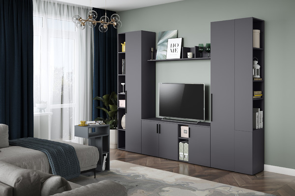 Шкаф Эйр 16.324.02 серый графит 0162 РЕ, собирается на любую сторону