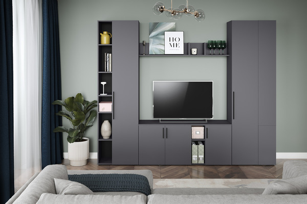 Шкаф-пенал Эйр 16.324.01 серый графит 0162 РЕ, собирается на любую сторону