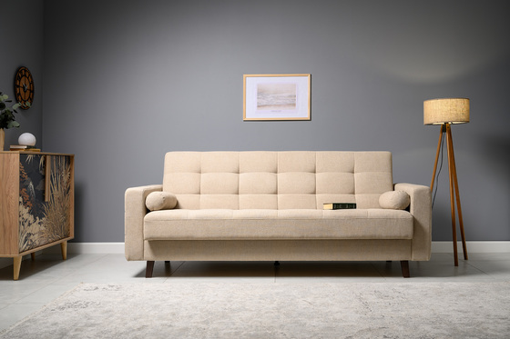 Диван-кровать прямой Эмили ТД 911 велюр светло-бежевый