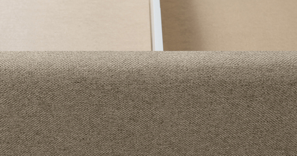 Кровать Миа 140 рогожка бежево-коричневый, кант желтовато-коричневый с ортопедическим основанием и подъемным механизмом