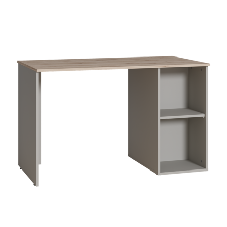 Стол письменный Лайт 12.163 серый шифер, дуб белый exclusive OW D4430, сборка на любую сторону, два варианта сборки тумбы