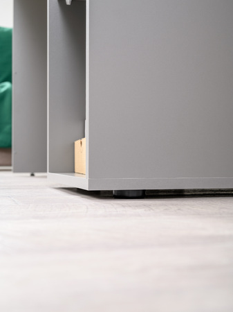 Стол письменный Лайт 12.163 серый шифер, дуб белый exclusive OW D4430, сборка на любую сторону, два варианта сборки тумбы