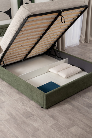 Кровать Марион 160 велюр OCEAN 012 темно-зеленый с ортопедическим основанием и подъемным механизмом (спальное место 160 х 200)