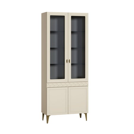 Гостиная Марион композиция 3 слоновая кость С341 PE, слоновая кость 6898 ПВХ, белый PE шагрень (собирается на любую сторону)