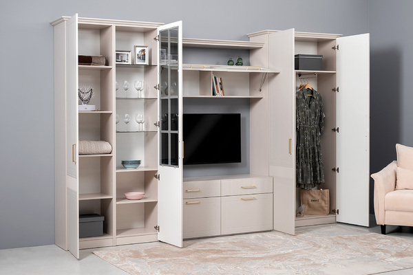 Шкаф навесной Ричфорд 16.328 кашемир 5981 BS, моно керамика D166-2 ПВХ