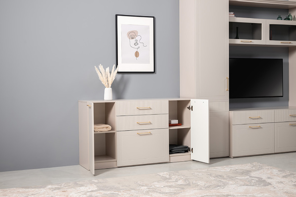 Комод Ричфорд 16.235 кашемир 5981 BS, моно керамика D166-2 ПВХ, белый PE шагрень