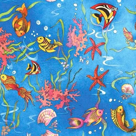 Детское кресло без подлокотников Логика обивка ткань саржа Т19 рыбки, крестовина пластик, без качания