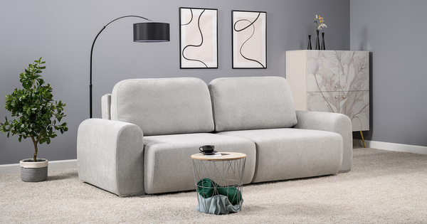 Диван-кровать прямой Тэдди 1506 композиция 1, букле Pique 011 серый, модульная система