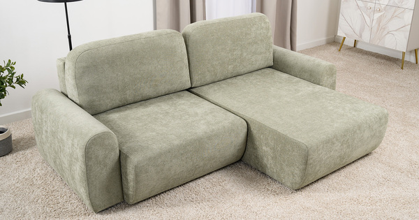 Диван-кровать угловой Тэдди 1503 композиция 2, букле Pique 007 оливковый, модульная система, сборка на любую сторону